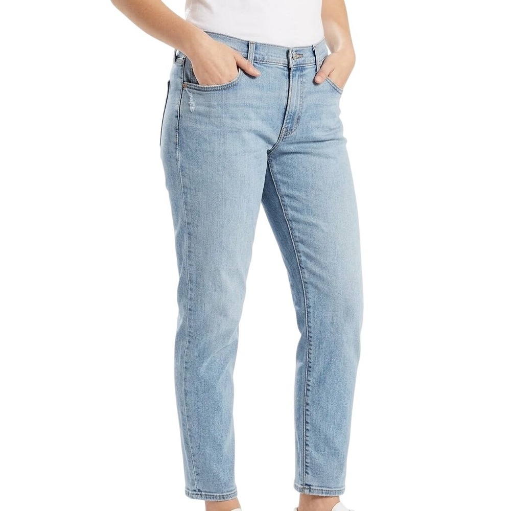 Levi's Boyfriend Jeans Women 32 Light Blue Relaxed Tapered Mid Rise Denim Casual